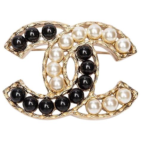 chanel black and white pearl brooch|vintage chanel pins brooches.